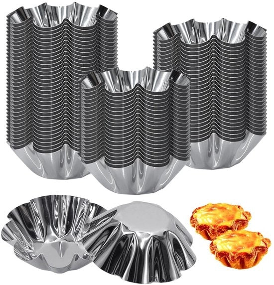 Tartine in forma di muffin - 30 pezzi - Acciaio inossidabile - Riciclabile - Antifiammeggianti - Stivabile - Resistente a temperature da -40 °C a 230 °C - Forma a muffin