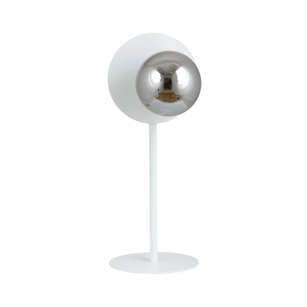 Lampada da tavolo Oslo in acciaio bianco opaco e vetro grafite