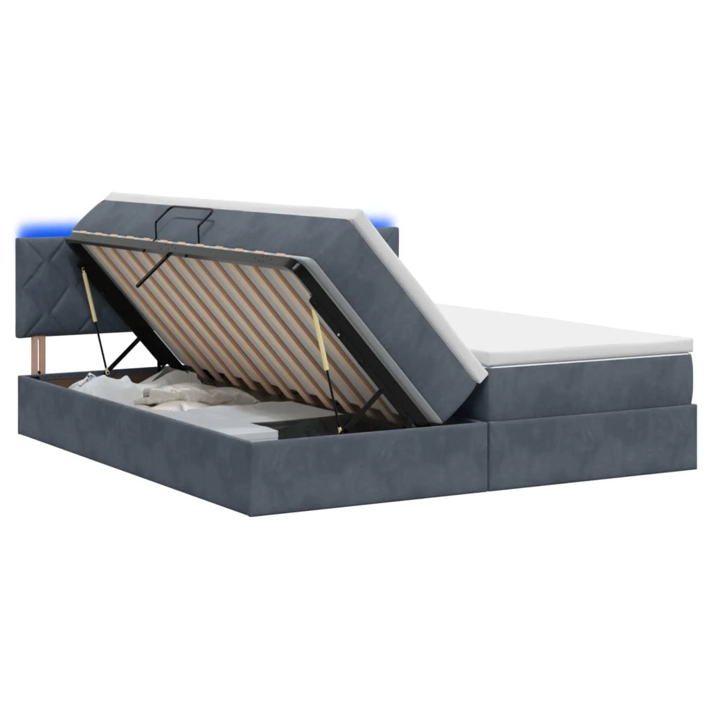 Letto con contenitore LED e materasso Grigio Scuro 200 x 200 cm 3459403