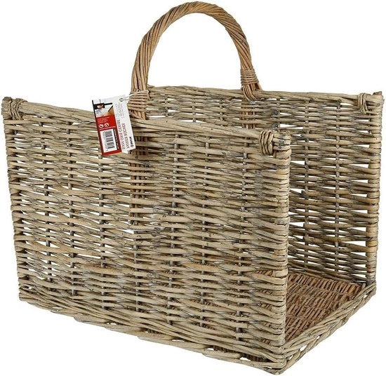 Carrello per tronchi di legno in tessuto di canapa grigio 51x50x38 cm - modello Siam