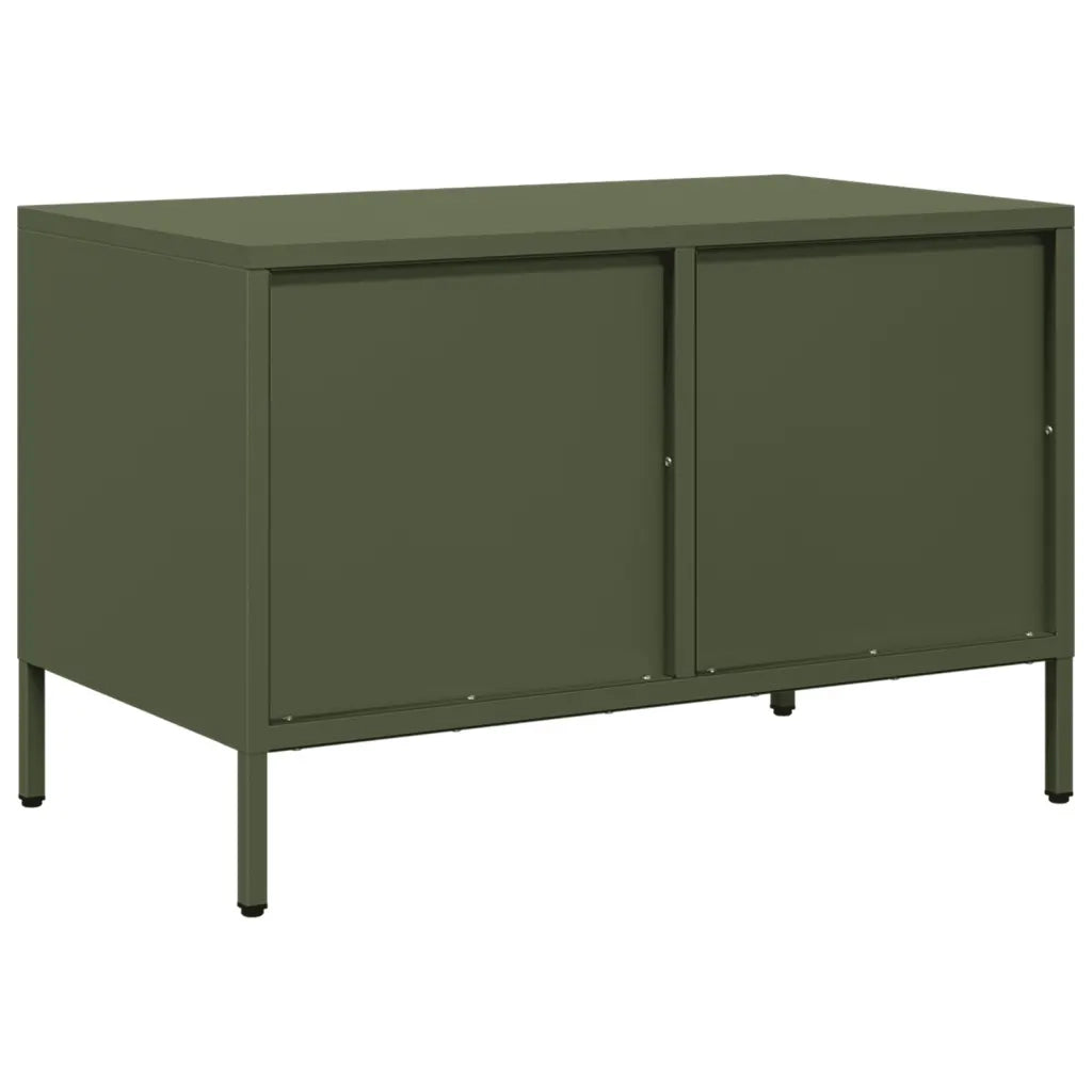 Mobile TV Verde Oliva 68x39x43,5cm in Acciaio Laminato a Freddo 851236
