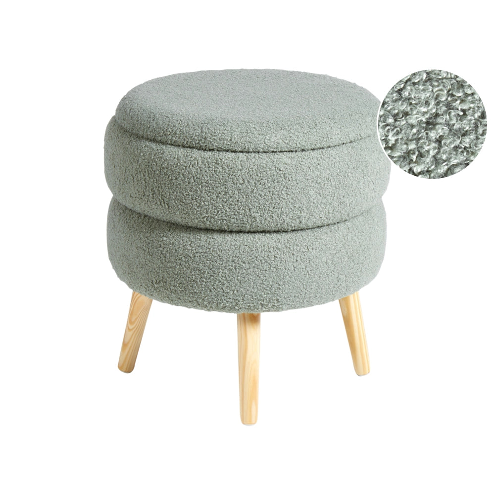 Sgabello Verde Rivestito con Gambe in Legno Stile Moderno