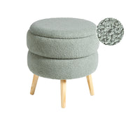 Sgabello Verde Rivestito con Gambe in Legno Stile Moderno