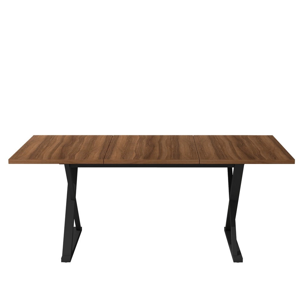 Tavolo da pranzo moderno - Zephmum - 180x90x75 cm - Noce + Nero - Robusto, per 6-8 persone