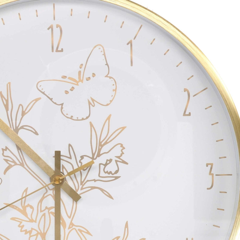 Orologio alluminio farfalle bianco tondo cm ø31,6h4,9