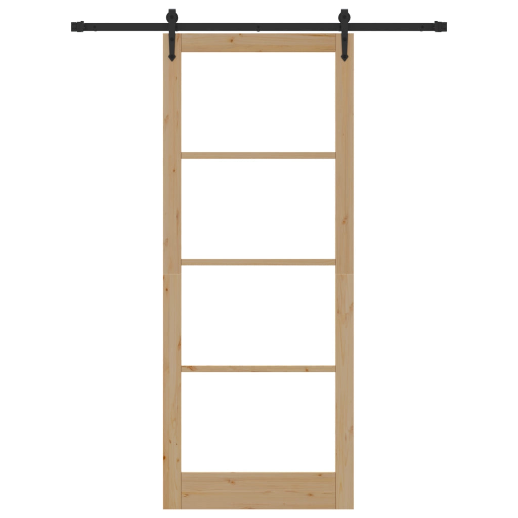 Porta Scorrevole  con Set di Ferramenta 93x232 cm Legno Massello di Pino