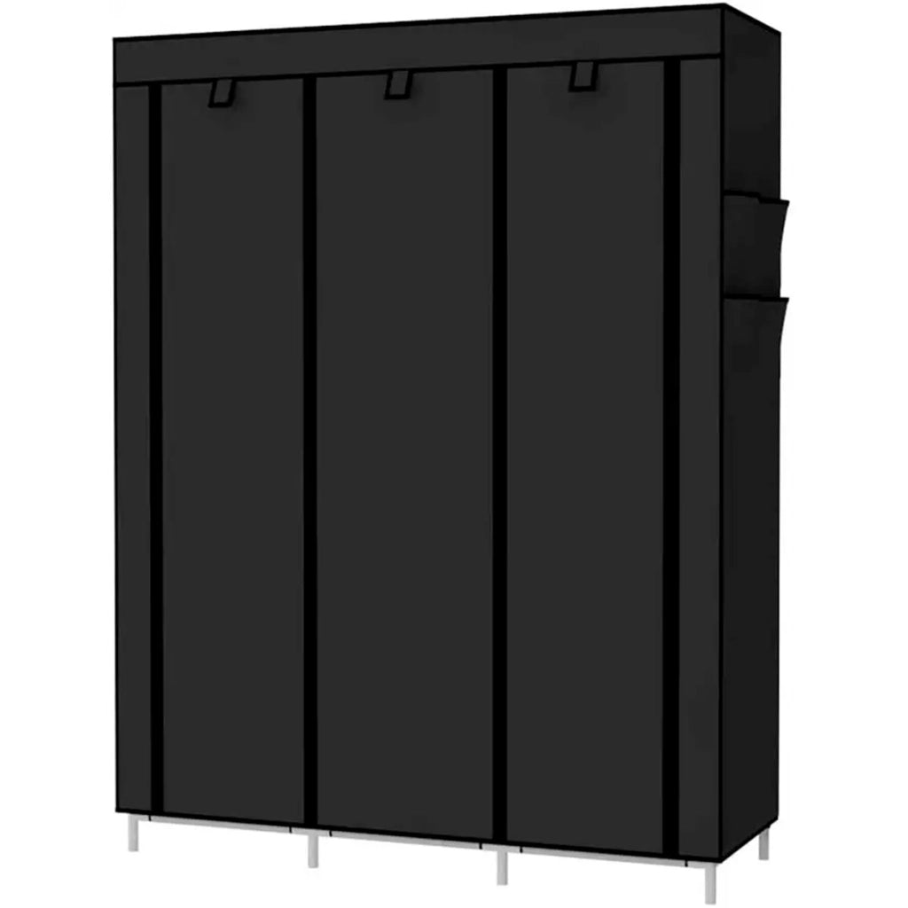 Armadio Vestiario In Tessuto Con Ante Con Cerniera E Tasche Laterali Nyana Home Misure 170x127x45cm Nero