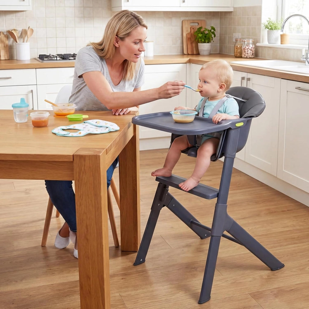Seggiolone Pappa Evolutivo per Bambini 6-36 Mesi, Lavabile | Sedia Portatile con Vassoio Regolabile, Cuscino Imbottito e Cintura di Sicurezza, Telaio in Metallo, Portata 15 kg