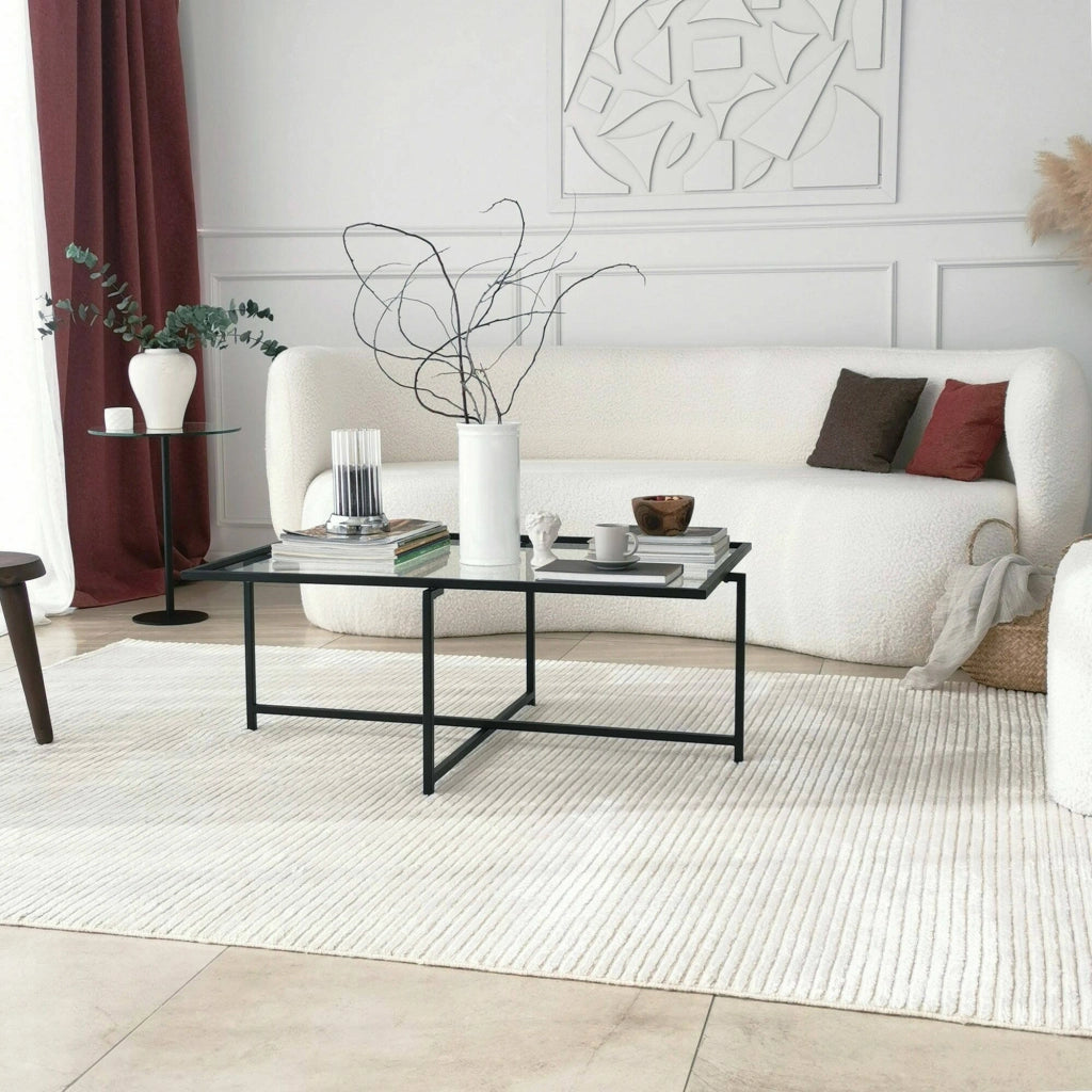 Anna, Tavolino da Salotto Resistente All'appannamento, 94x64x35h cm Nero