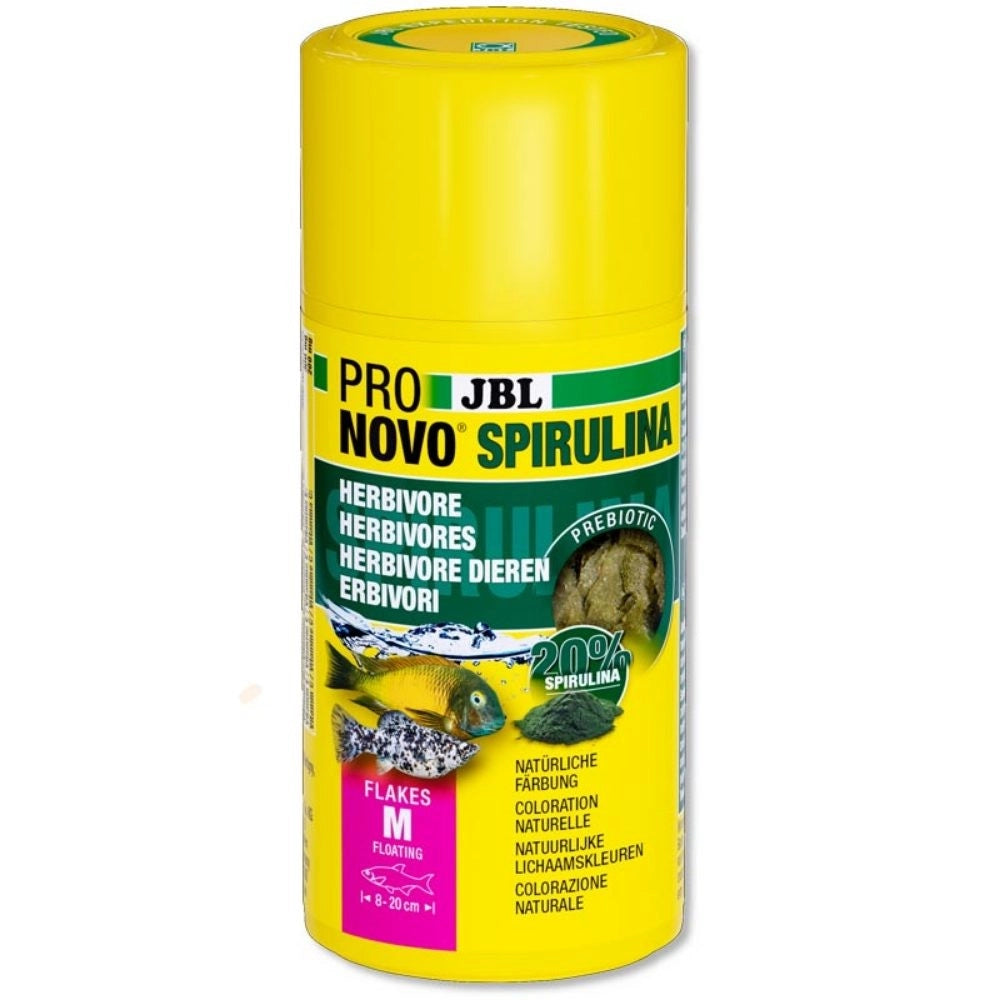JBL ProNovo Spirulina Flakes M - Mangime in fiocchi a base di spirulina per tutti i pesci da 8 a 20 cm Formato: 100 ml