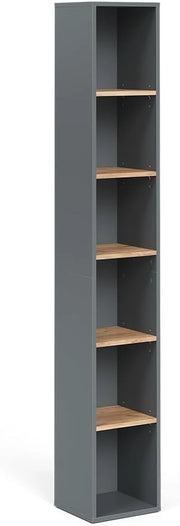 Mobile alto Viktor, Antracite/quercia dorata, 30 x 188.6 cm, utilizzabile per la conservazione verticale di accessori da bagno