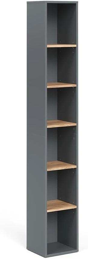 Mobile alto Viktor, Antracite/quercia dorata, 30 x 188.6 cm, utilizzabile per la conservazione verticale di accessori da bagno