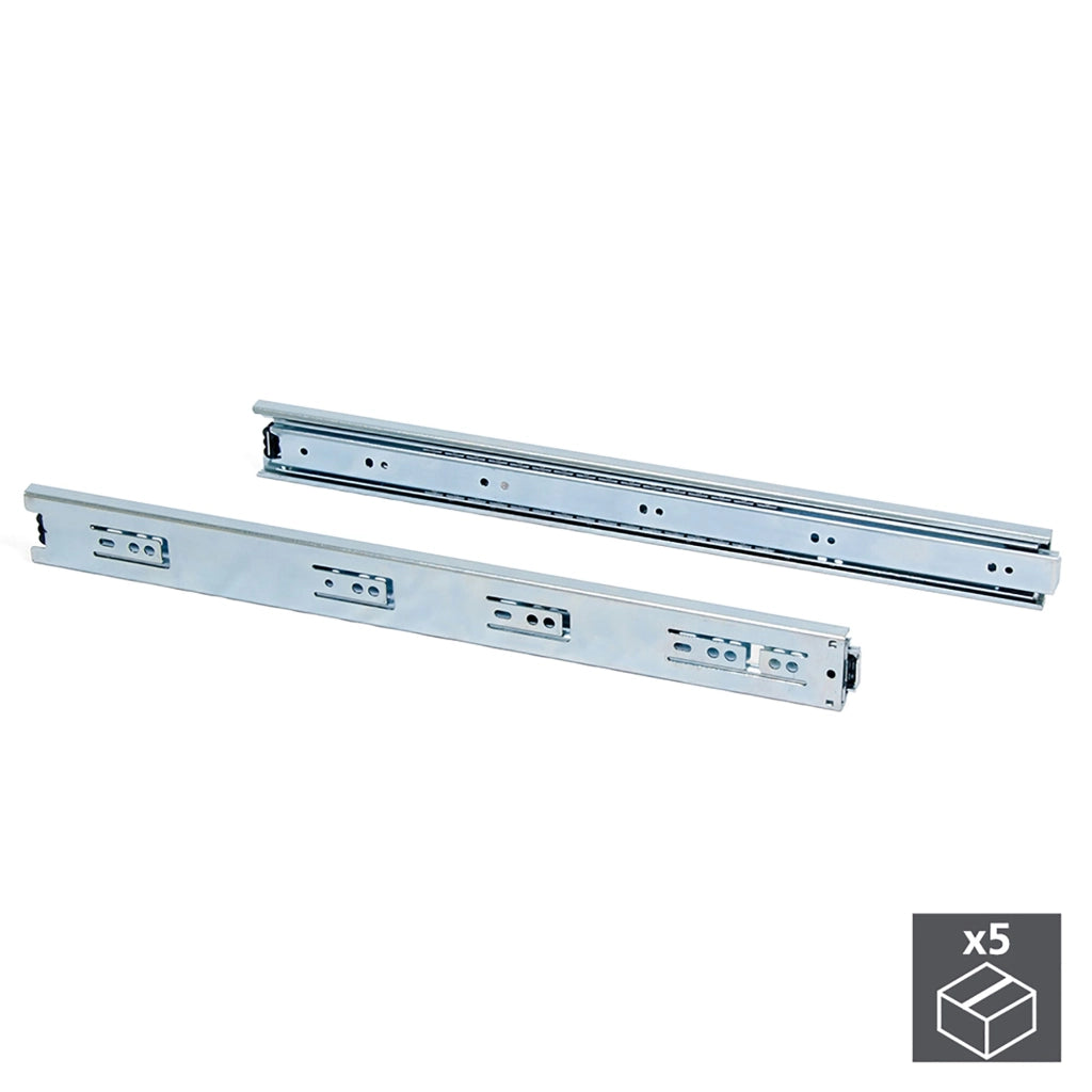 Kit Guide per Cassetti a Sfera 45 x 350 mm Estrazione Totale Zincato 5 Pezzi Emuca