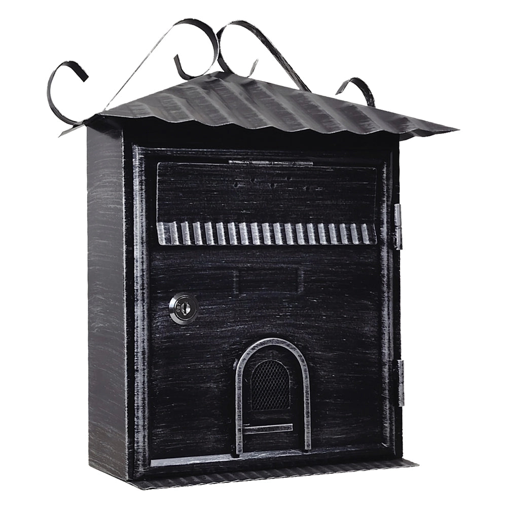 CASSETTA POSTALE 'FIORDALISO' cm 30x10,5x h 36 - argento\nero antico  - KASART