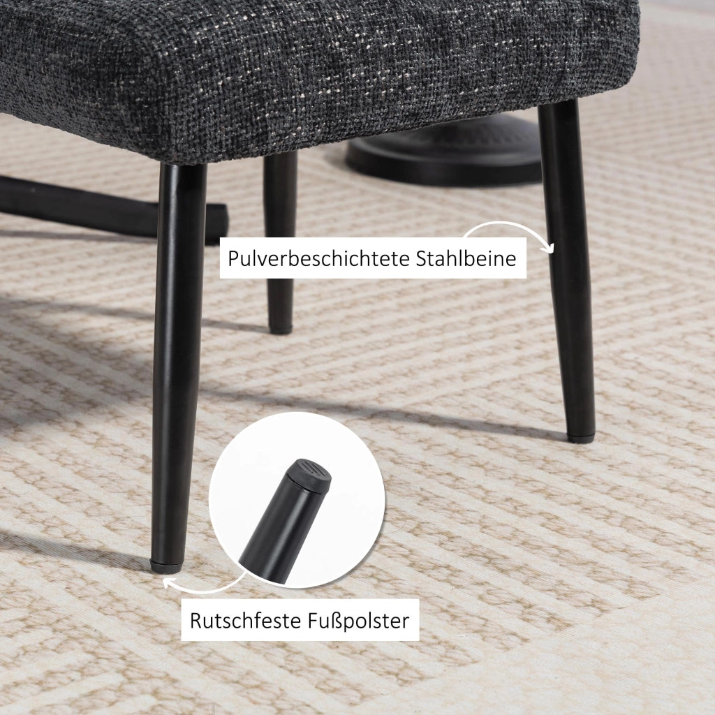 Sgabello con cuscino imbottito in tessuto chenille ¨C zephmum ¨C 45x41x38 cm, grigio scuro