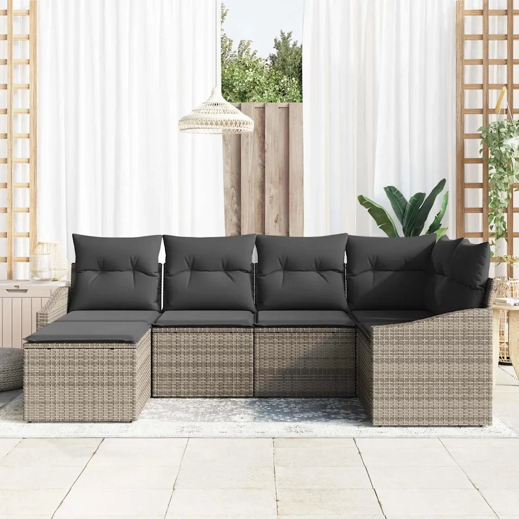 Set di divani con cuscino 6 pcs Grigio polyrattan 3346789