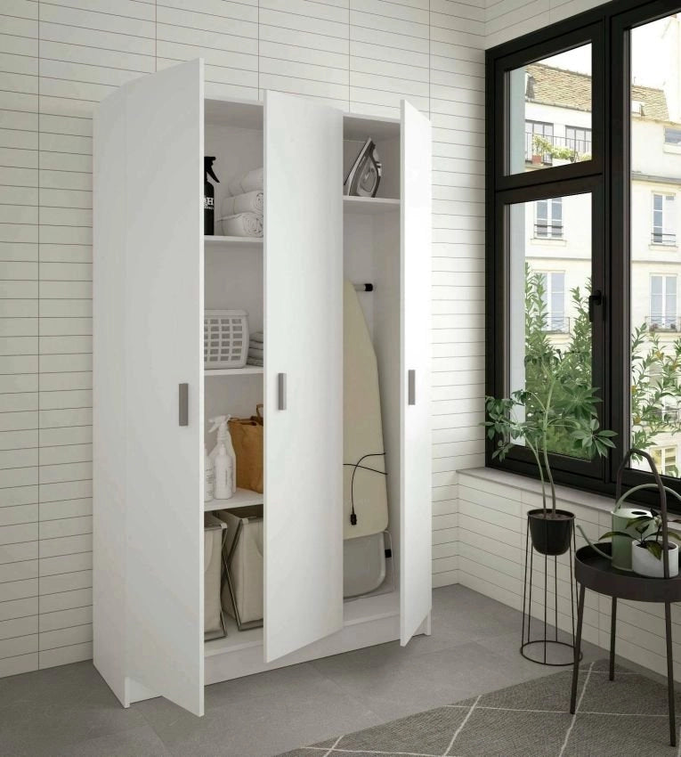 Vado, Armadio Multiuso Grande 4 Ripiani, 34.6x180h cm Bianco