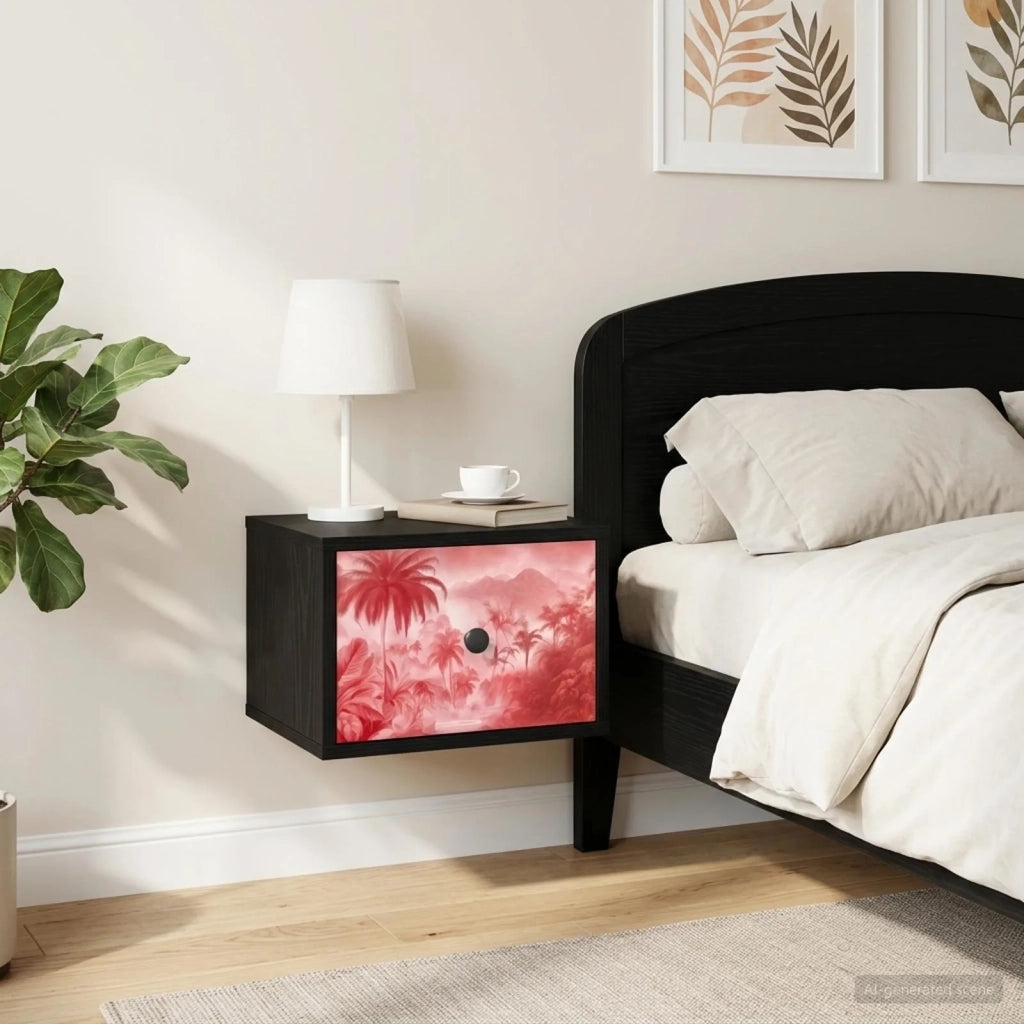 Mobiletto da comodino a parete AACHEN Rovere Nero 8007499