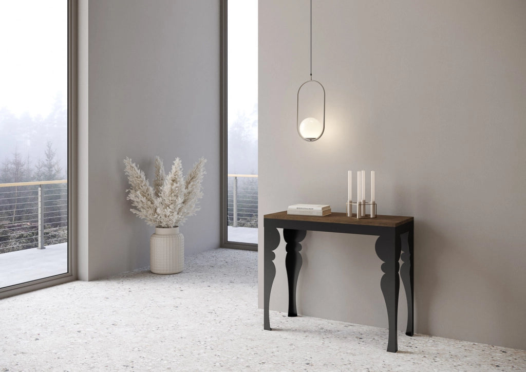 Consolle allungabile 90x40/196 cm Paxor Small Evolution Noce telaio Antracite
