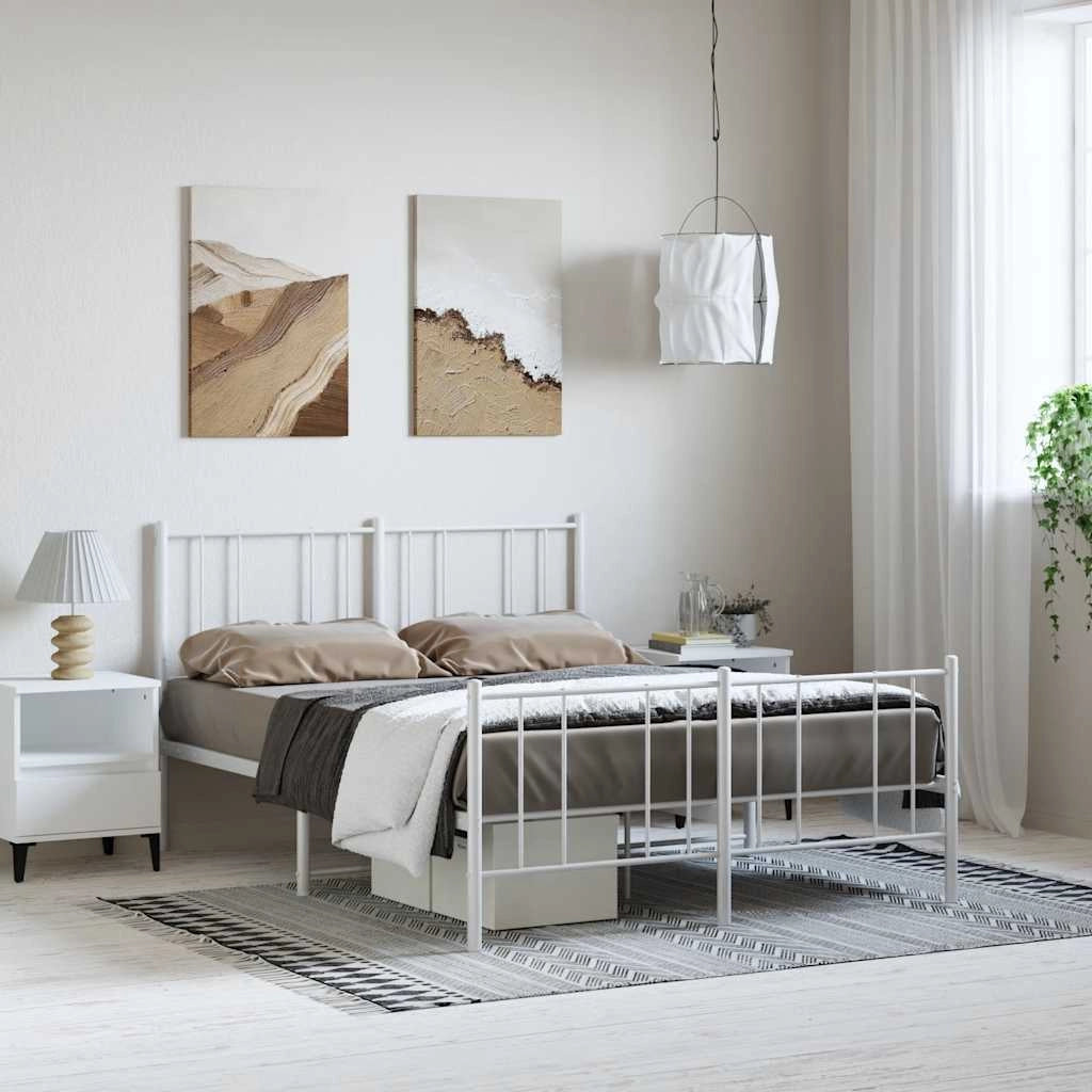 Giroletto con Testiera e Pediera Metallo Bianco 150x200 cmcod mxl 81645