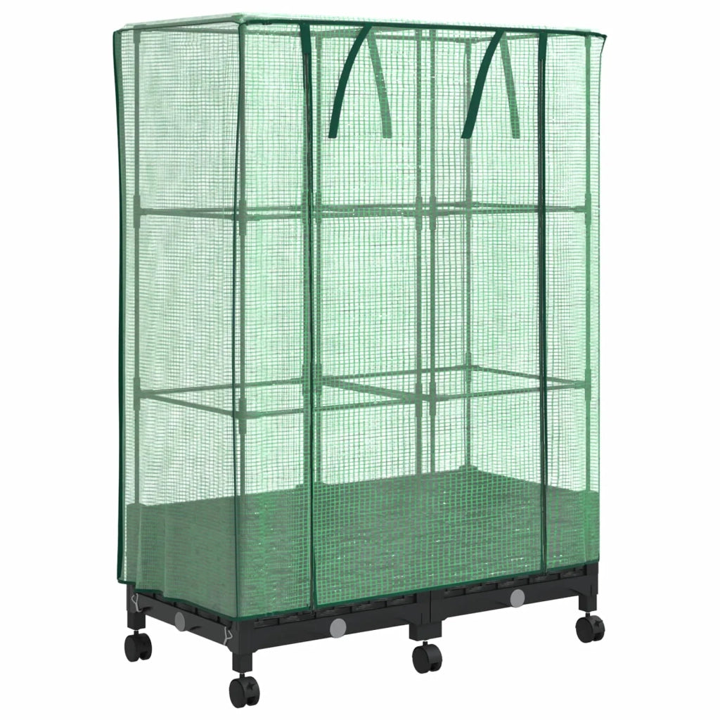 Vaso da Giardino con Copertura per Serra e Ruote 2 pz Nero PP 3422975