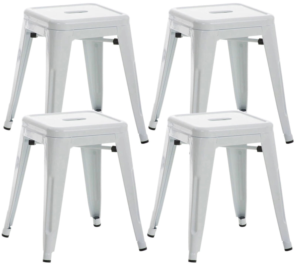 Set 4 Panchetti Impilabili Armin In Metallo bianco