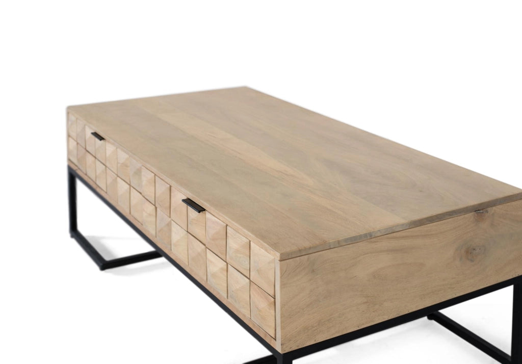 Tavolino da caffè in legno di mango intagliato a mano 120 cm