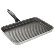 Trade Shop - Bistecchiera Rettangolare 19x29cm Pietra Antiaderente Antigraffio Con Manico Nero 045024m -