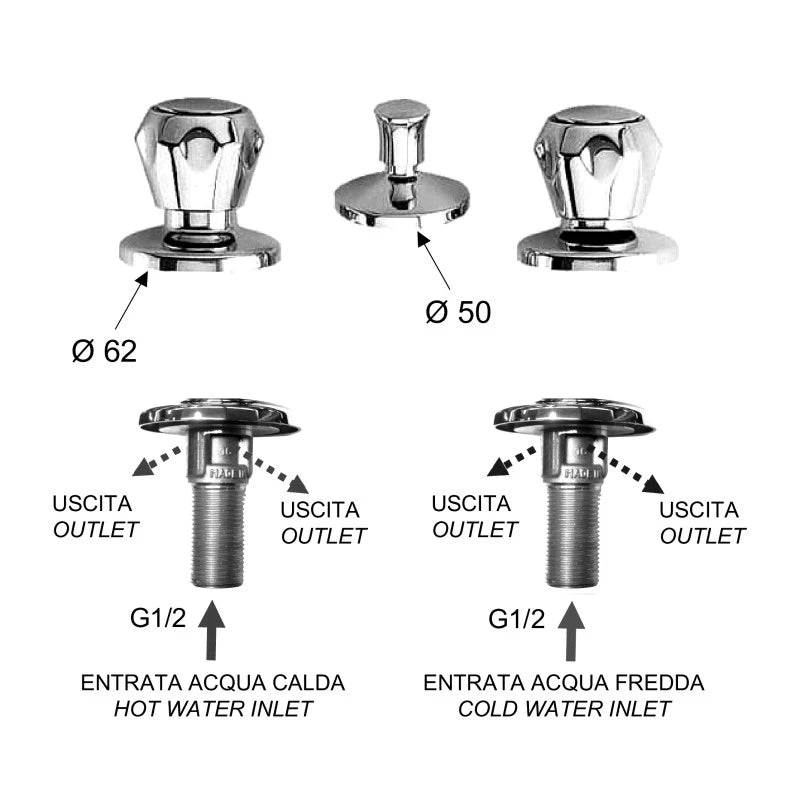 Rubinetto bidet con scarico automatico - serie 1000-2000