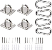 Karabijnhaak in acciaio inossidabile e occhiello in acciaio inossidabile con occhio, copertura in acciaio inossidabile, occhielli per tende solari / fissaggio a parete, fissaggio a soffitto, hanger per parete, hanger per soffitto