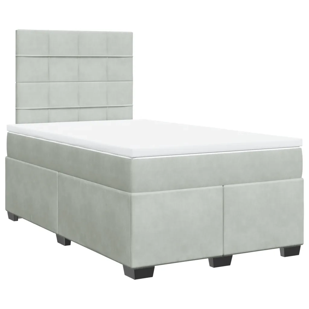 Giroletto a Molle con Materasso Grigio Chiaro 120x200cm Velluto 3293182