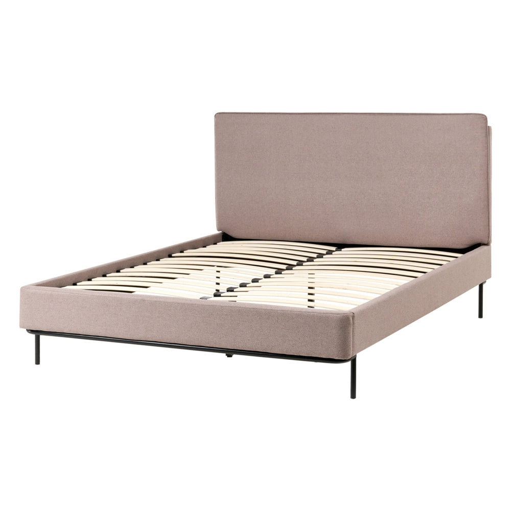 Letto matrimoniale in Tessuto moderno tortora con testiera e rete 140 x 200 cm Design Moderno
