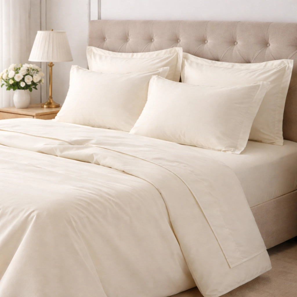 Rotira, set Completo Letto Piazza e Mezza in Cotone, Bianco Avorio