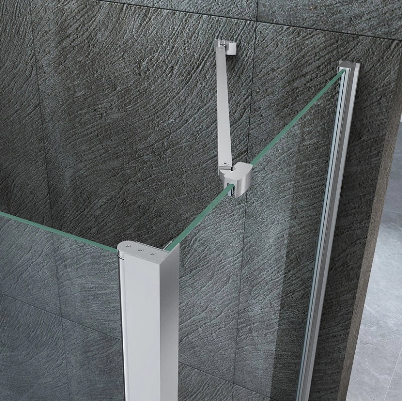 Box doccia due lati saloon con anta fissa cristallo 8mm anticalcare TevaGlas MARLON DUO Porta 90+Fisso 90cm