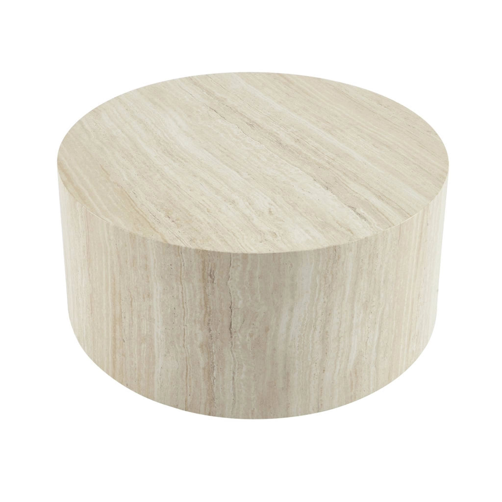 Tavolino rotondo, beige travertino