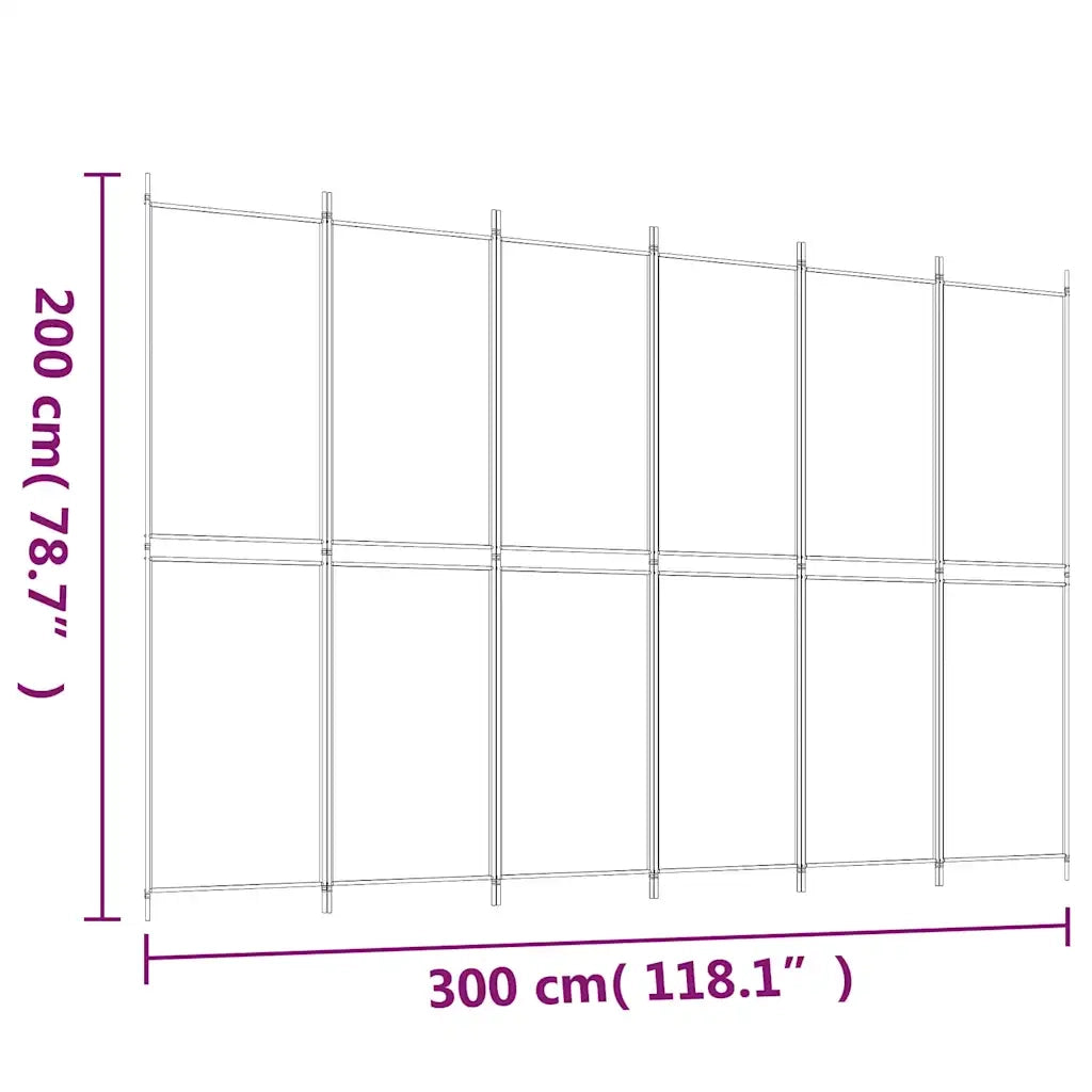 Divisorio Ambienti | Divider per stanze | Paravento a 6 Pannelli Nero 300x200 cm in Tessuto