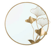 Specchio With Flower 75x3,5x72 cm in Ferro e MDF Oro