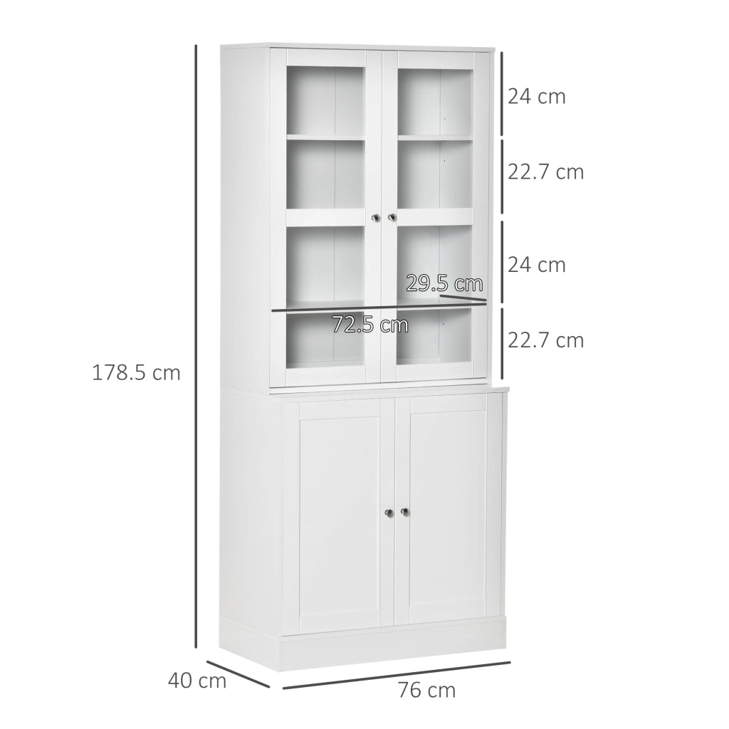 LIBRERIA 76x40x178,5 cm Bianco in MDF con ante in vetro temperato