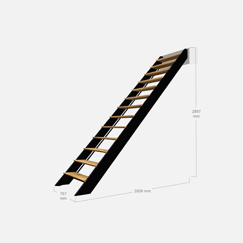 SPECTRA - Scala dritta in legno con LED integrati, nera