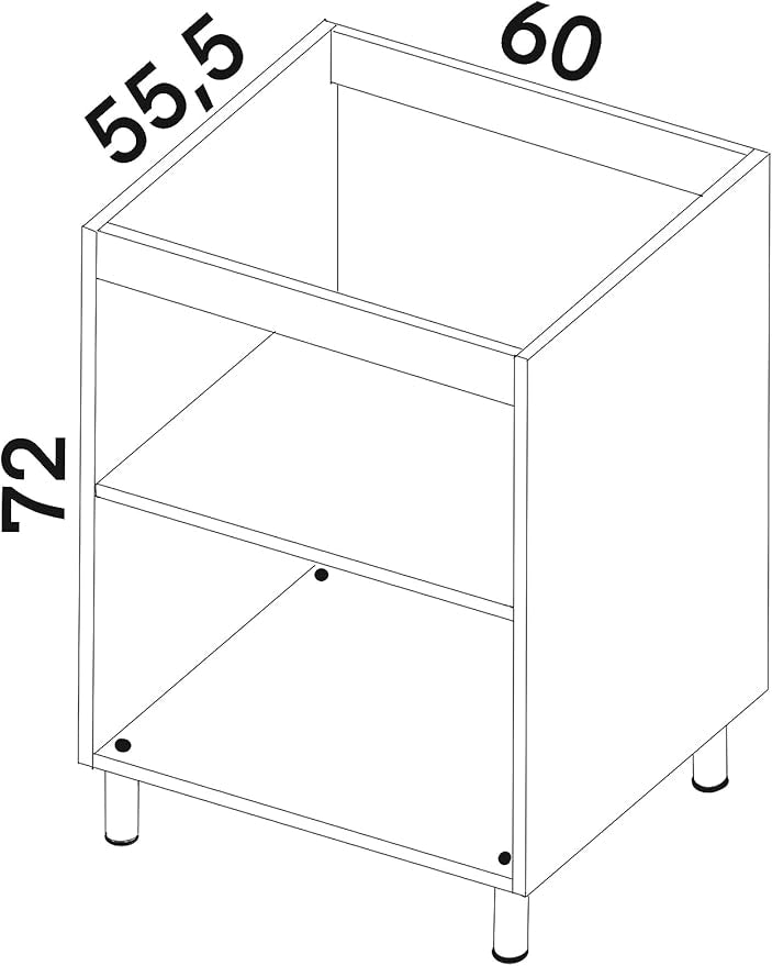 Mobile Base 60 Compreso Di Anta. H 72 Cm L 60 Cm P 55.5 Cm. Spedizione In Kit Olmo