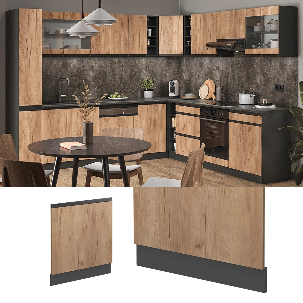 Pannello frontale della lavastoviglie R-Line Rovere dorato/Antracite 60 cm J-Shape, PL Rovere Vicco