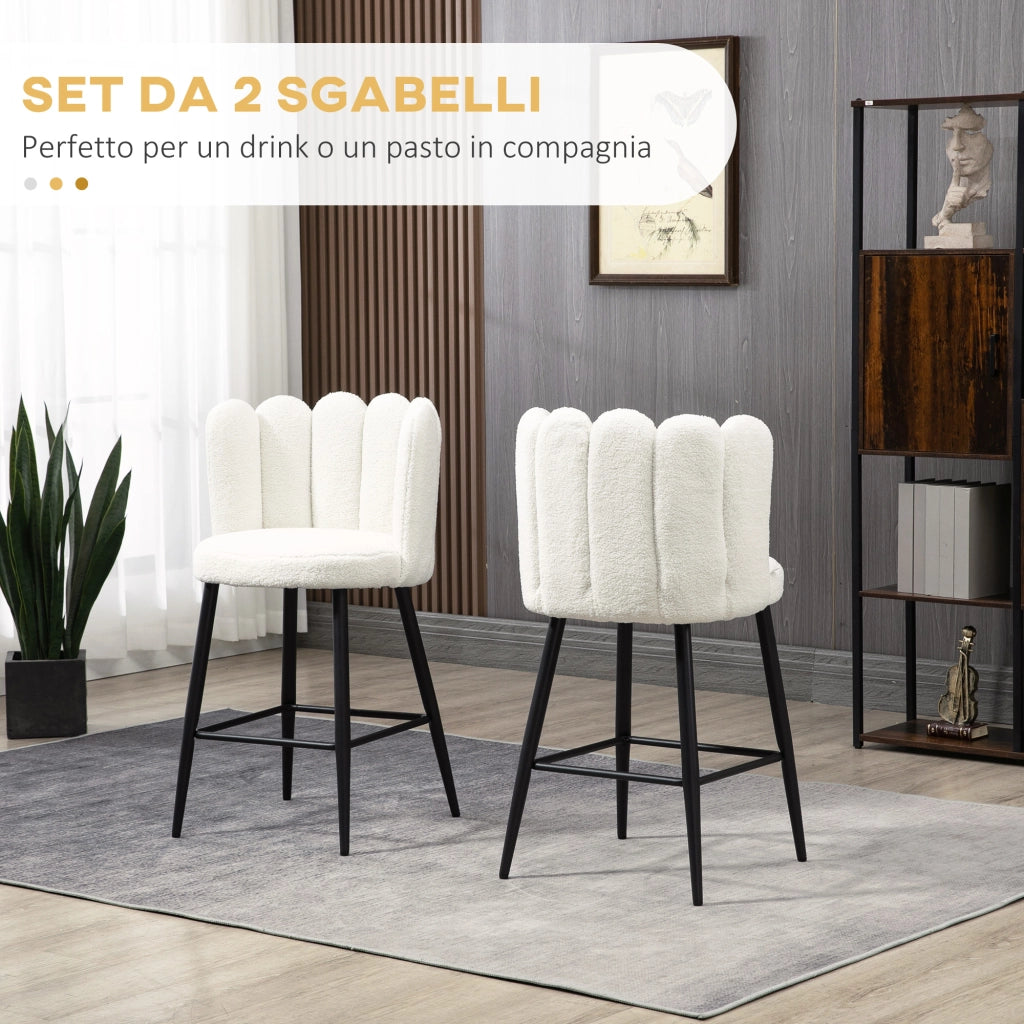 Set 2 Sgabelli da Cucina ¨C Xylo ¨C Poliestere Grigio con Poggiapiedi Regolabile 52x53x93cm