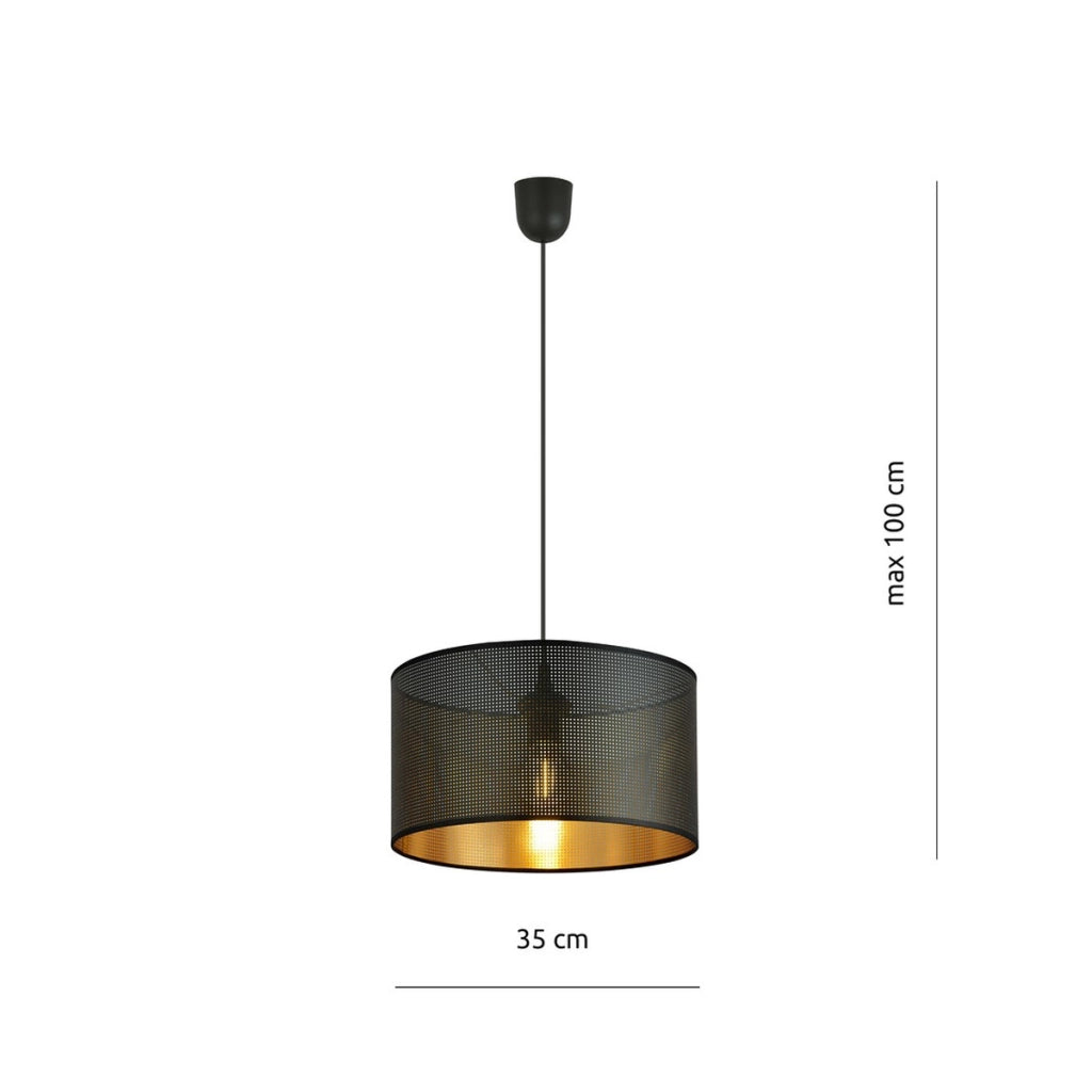 Lampada a sospensione ASTON in acciaio nero e oro