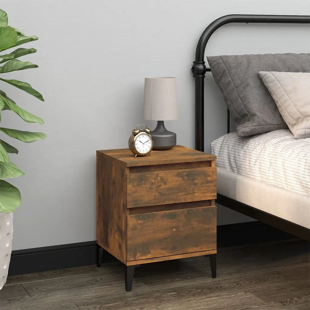 Comodini 2pz Rovere Fumo 40x35x50 cm 821853