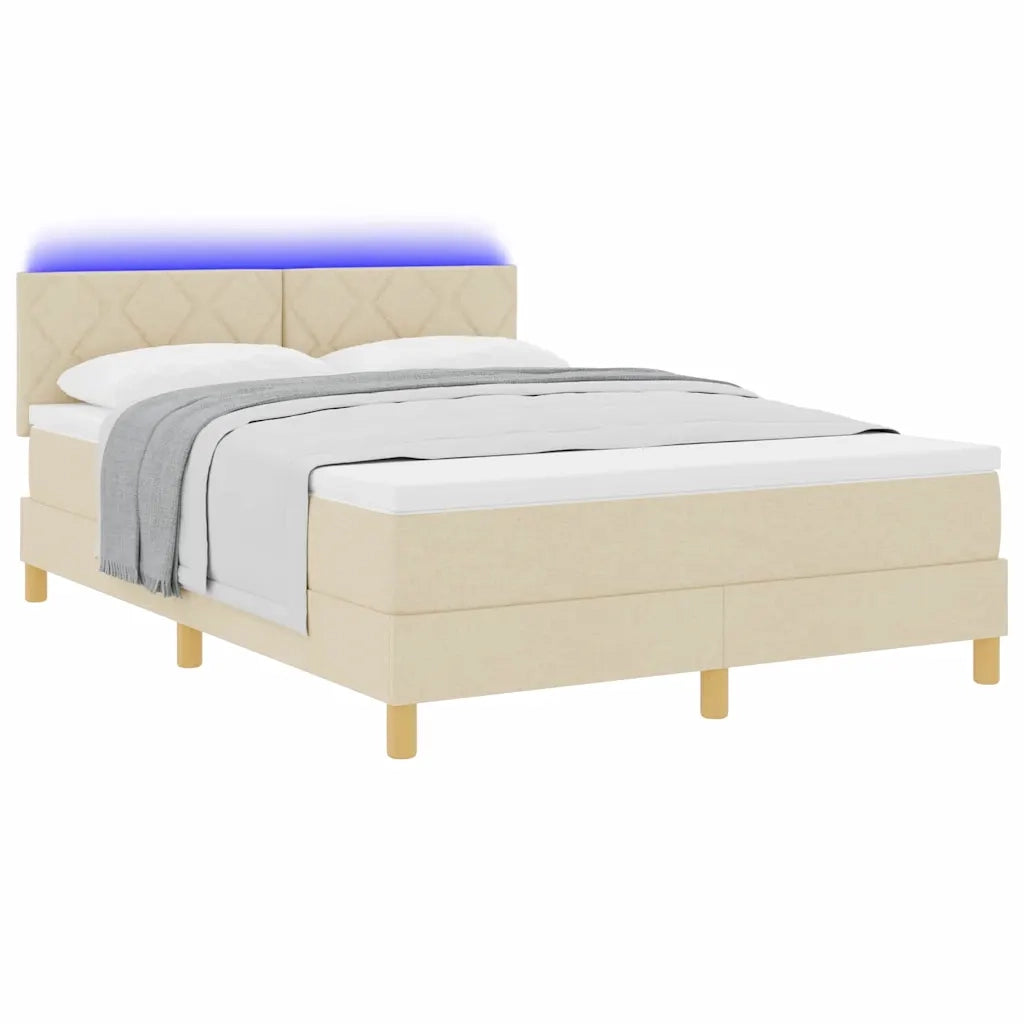 Letto a Sorgente LED con strisce LED Crema 160 x 200 cm Tessuto 3342532