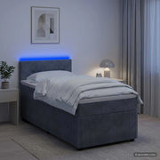 Letto con Box Spring, Materasso e LED Grigio Scuro 90 x 190 cm 3453248