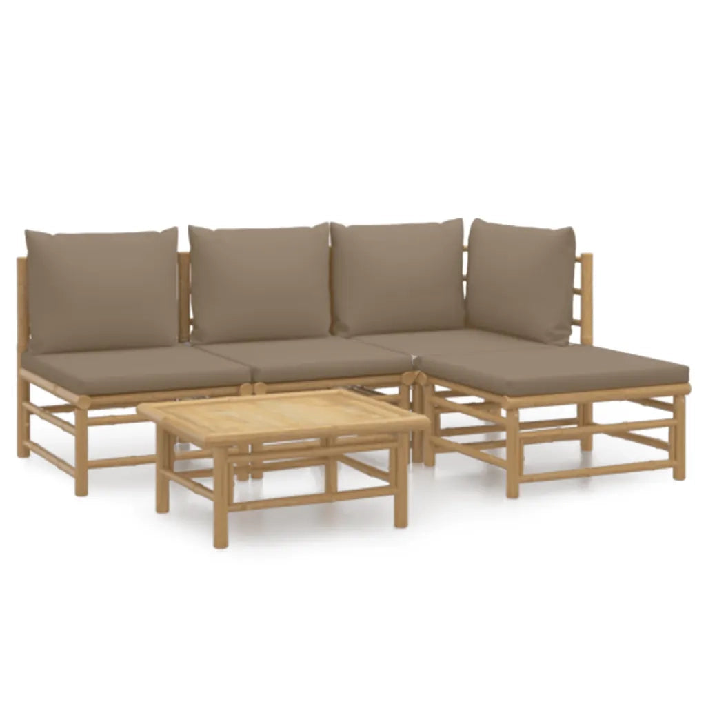 Set Salotto da Giardino 5pz con Cuscini Tortora BambÃ¹
