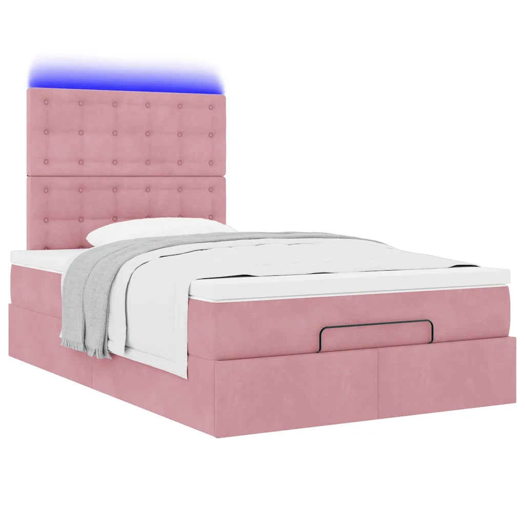 Struttura Letto Pouf con Materasso Rosa 120x200 cm Velluto 3314461