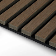 Set di 1 pannello acustico - legno di noce nero - tappeto nero - 60 x 120 x 2,1 cm