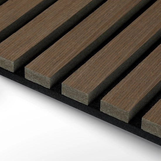 Set di 1 pannello acustico - legno di noce nero - tappeto nero - 60 x 120 x 2,1 cm